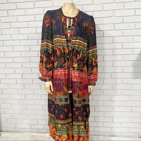 Farm Rio Mixed Patchwork Midi Dress - Picture 1 of 15